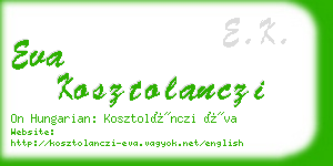 eva kosztolanczi business card